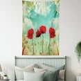 thumbnail image 4 of Poppies Tapestry, Meadow Themed Composition with Blossoming Flowers Spring Season, Wall Hanging for Bedroom Living Room Dorm Decor, 40W X 60L Inches, Vermilion Pale Blue and Beige, by Ambesonne, 4 of 5