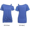 thumbnail image 5 of SHIBEVER Casual Cold Shoulder Tunics Tops for Women Summer Cute Short Sleeve Twist Knot Blouse T-Shirt Blue L, 5 of 7