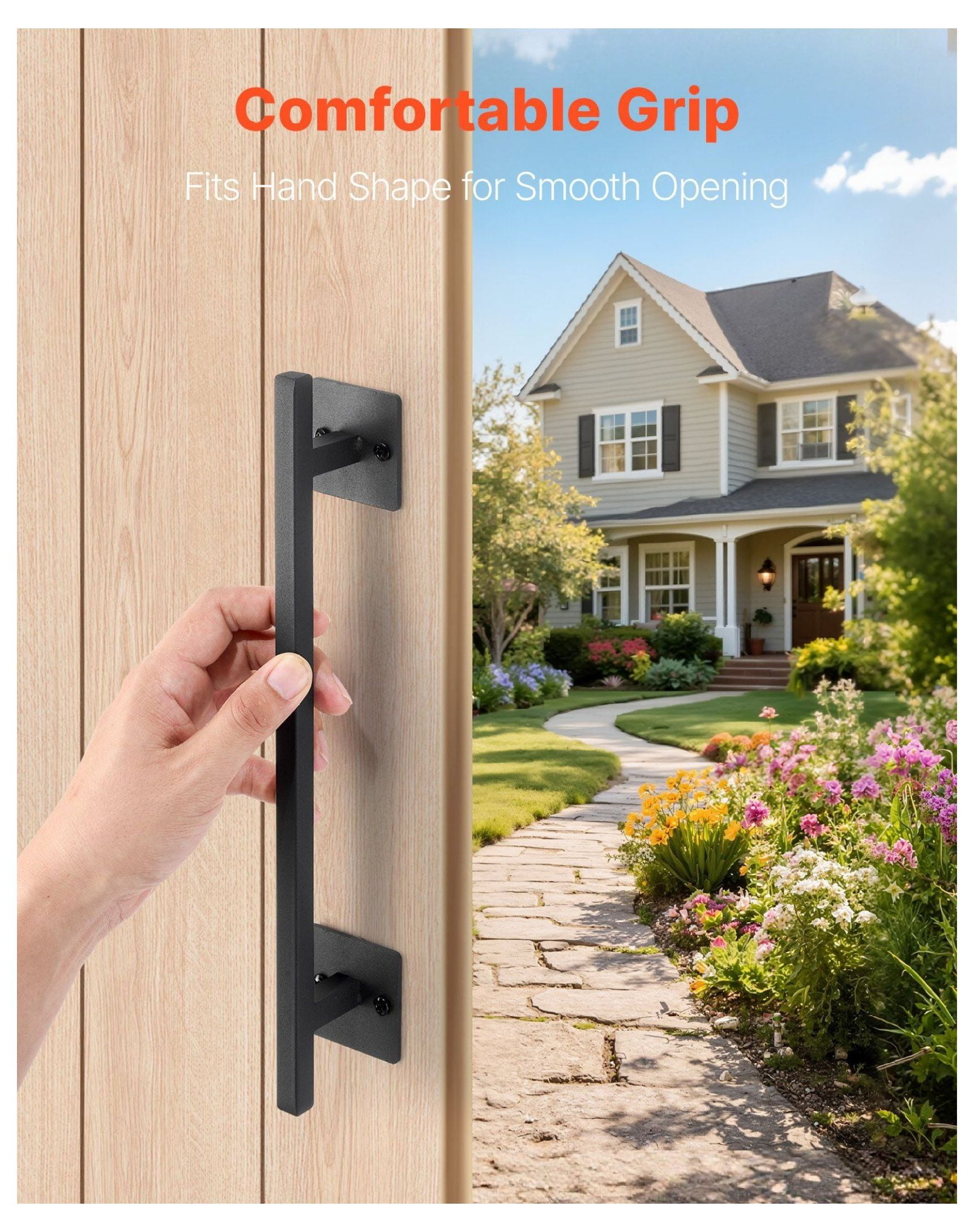 Barn Door Handle 12.6 inch, Rustic Gate Pull, Heavy Duty Carbon Steel Fence Handle, Indoor Outdoor Door Hardware, Garden Shed Gate Latch Replacement