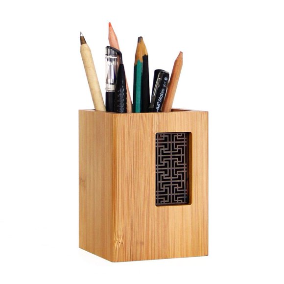 SzBlaze Design Créatif Style Jardin Japonais Support de Stylo en Bambou pour Bureau École