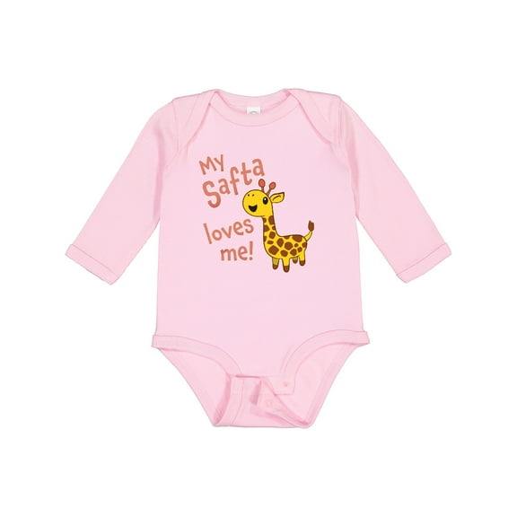 Inktastic My Safta Loves Me Cute Giraffe Boys or Girls Long Sleeve Baby Bodysuit