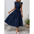 thumbnail image 2 of New Women's Flying Sleeves Lace Up Texture Dress, 2 of 3