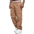 thumbnail image 2 of NinXxx Men's Versatile All Season Cargo Zipper Button Hem Solid Plus Size Outdoor Trousers Gold XXXL, 2 of 6