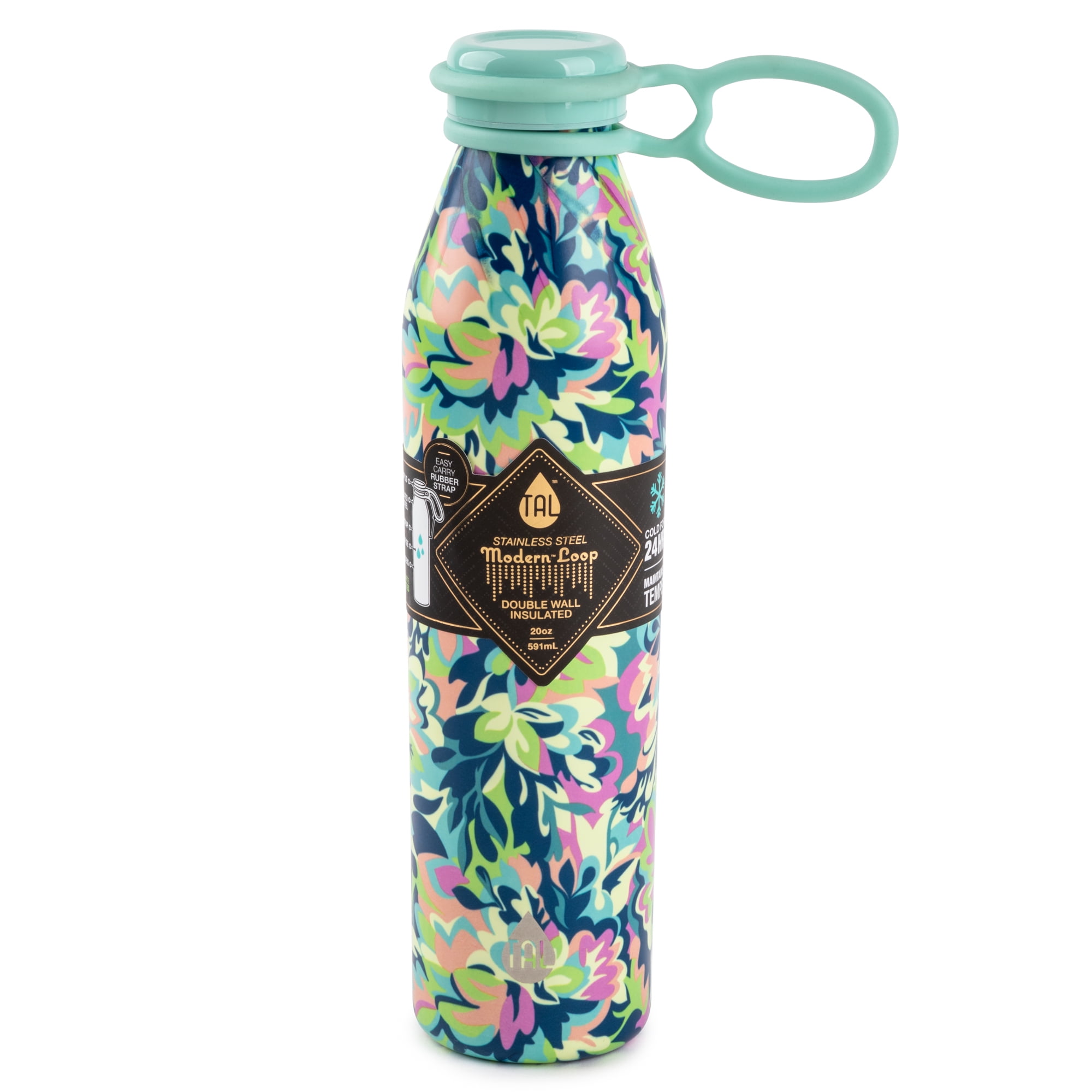 Tal Stainless Steel Magnetic Tumbler 20 fl oz, Black Flower