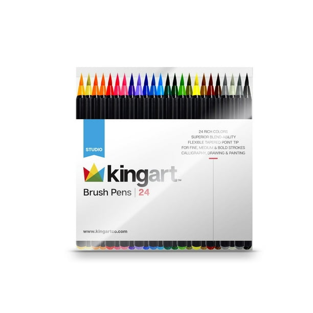 KINGART™ Real Brush Pens, Set of 24 Unique Colors