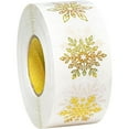 thumbnail image 2 of Rollo de 500 Pegatinas Transparentes de Copos de Nieve - Etiquetas navideñas transparentes para envoltorios de regalos, repostería y manualidades navideñas, 2 of 3