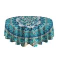 thumbnail image 5 of Round Waterproof Tablecloth 60×60 Inch, Boho Style Reusable Indoor/Outdoor Durable Table Cover for Party Kitchen Dinner Room Decor, 5 of 6