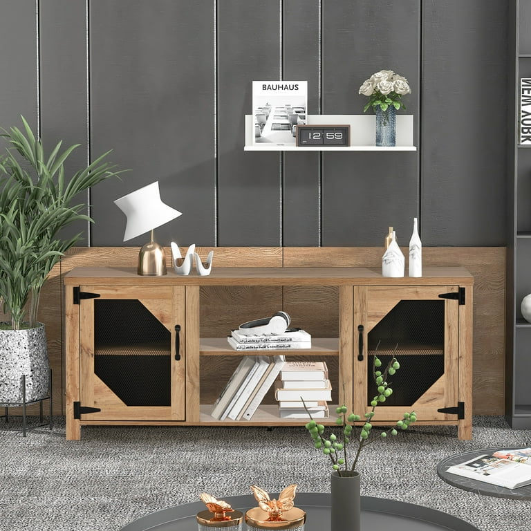 Media console on sale natural wood