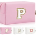 thumbnail image 1 of HSHDLDF Personalized Initial Letter Patch Makeup Bag, Preppy Chenille Letter Cosmetic Pouch with Zipper, Color2-White-P, 1 of 7