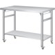 thumbnail image 1 of Stainless steel 36/48/60-pulgada 2 niveles folding commercial prep mesa con adjustable undershelf y locking casters - heavy duty nsf metal workbench para kitchen, restaurant, y garage, 1 of 7