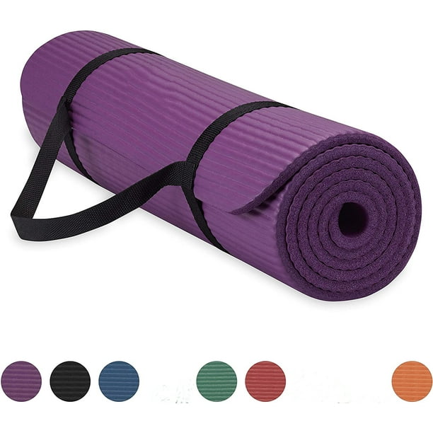 Thick Yoga Mat Fitness & Exercise Mat with Easy-Cinch Yoga Mat Carrier  Strap, 72L X 24W X 2/5 Inch Thick