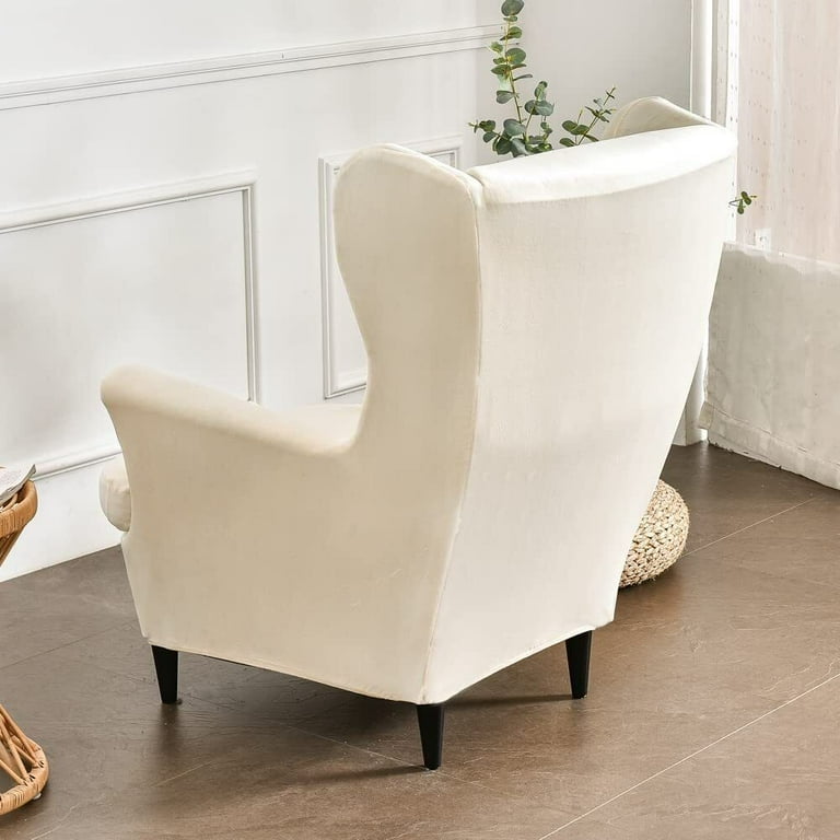 2 Piece Stretch Wingback Slipcover Elastic Velvet Armchair Chair