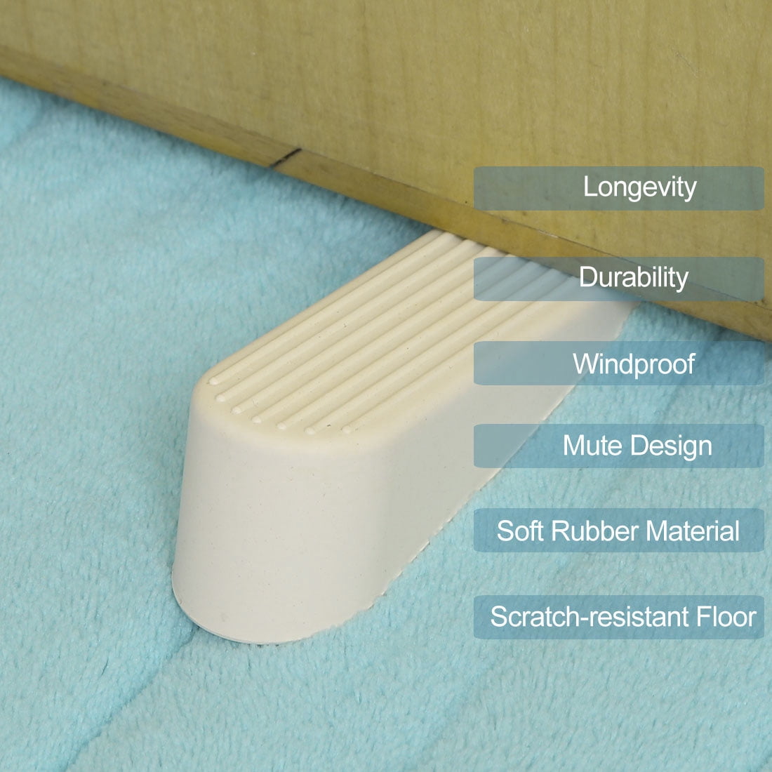 Unique Bargains Rubber Home Office Anti-Slip Wedge Door Stopper Doorstops Protector 3pcs