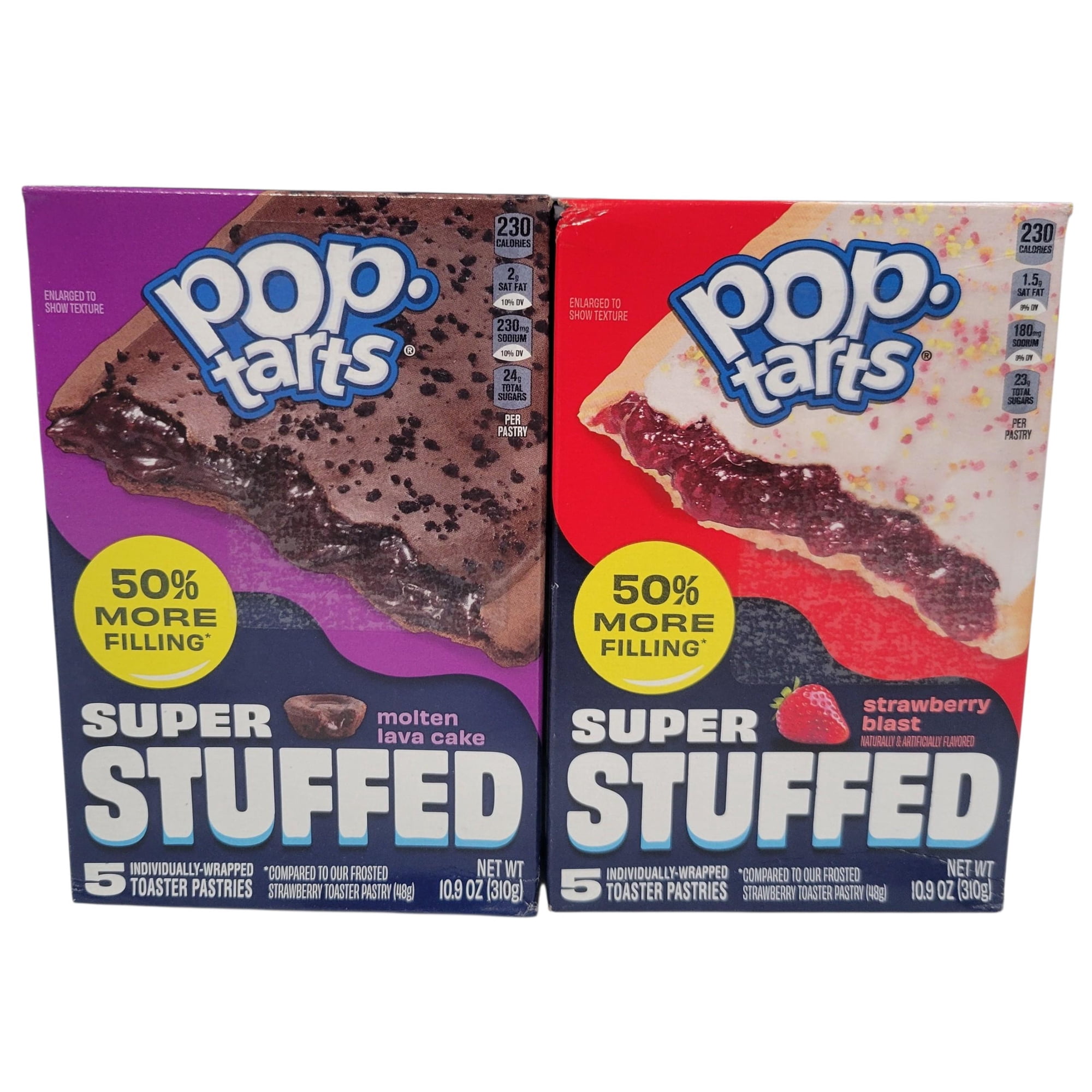 Pop-Tarts Super Stuffed Molten Lava Cake & Strawberry Blast Toaster Pastries 2 Pack, (5 Individually Wrapped Pastries Each) | 50% More Filling