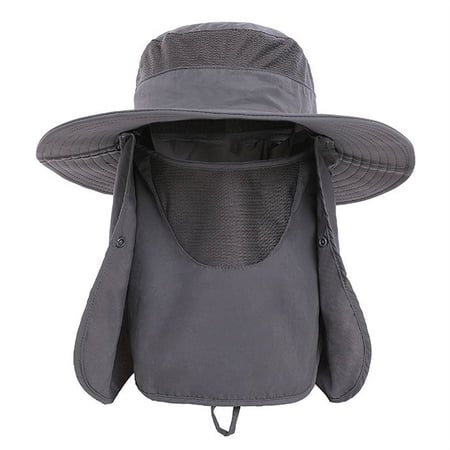 Men s Nylon UPF 50+ Fishing Hat with Removable Face & Neck Flap Wide Brim Sun Protection Cap
