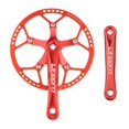 thumbnail image 2 of Juego de bielas de bicicleta, bielas de bicicleta de montaña de aleación de aluminio hueco integral de una sola 45/447/53/56 / 58T de Rojo 56T Soledad Bicicleta Crankaet, 2 of 10