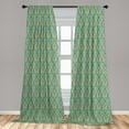 thumbnail image 5 of Ambesonne Turquoise Curtains, Vintage Foliage Leaf, Pair of 28"x63", Blue Tan Pink, 5 of 5