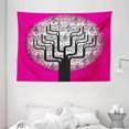 thumbnail image 1 of Music Decor Tapestry, Music Tree with Symbols Artistic Nature Harmony Rhythm Illustration, Wall Hanging for Bedroom Living Room Dorm Decor, 80W X 60L Inches, Hot Pink Black White, by Ambesonne, 1 of 2