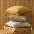 thumbnail image 2 of Japanese Solid Color Cotton And Linen Tassel Pillowcase Tassel Warm Color Home Pillow Sofa Pillow Without Core Simple Pillowcase, 2 of 4