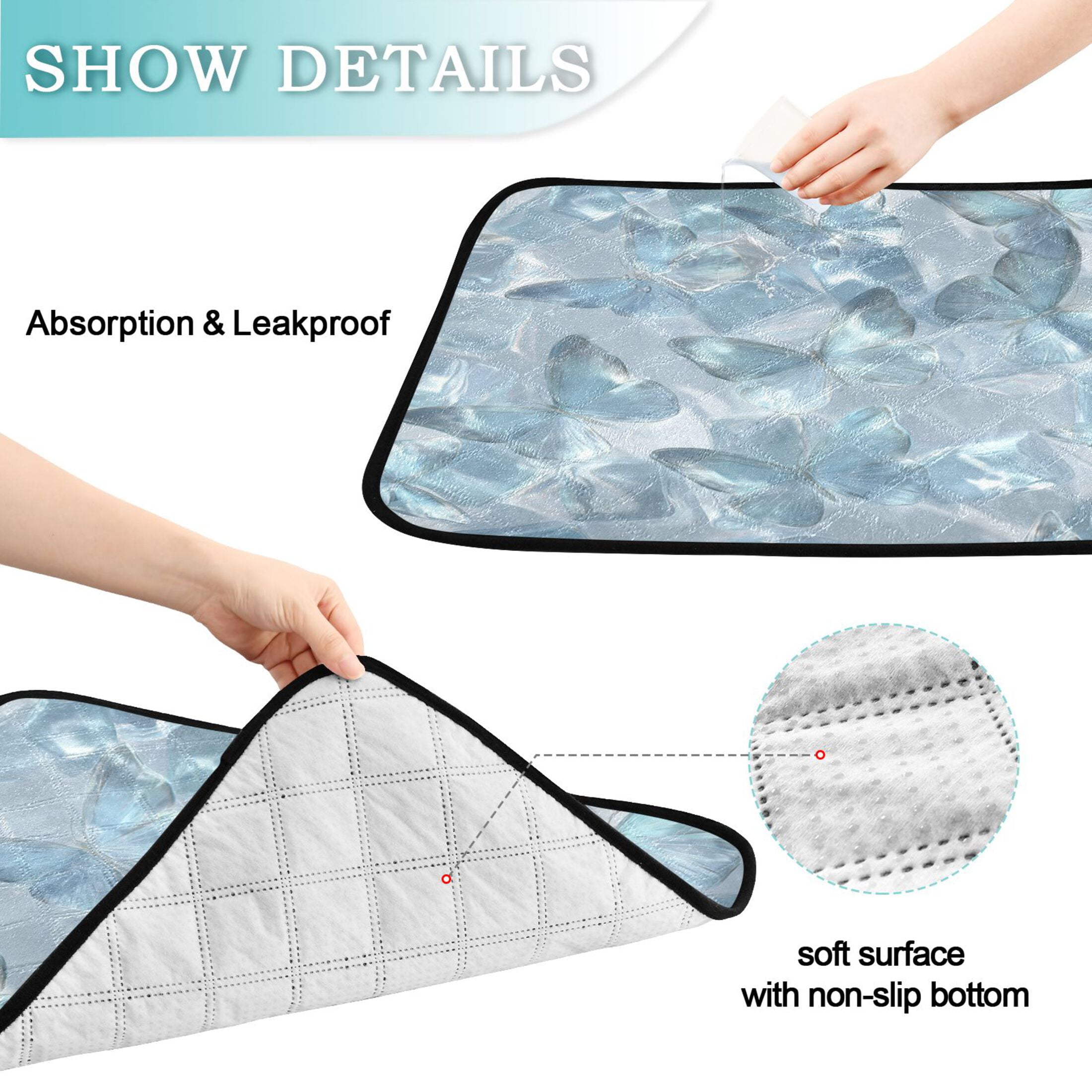 Qxltty Ice Butterfly Cat litter Pads Pet Set of 2 Diaper Mats Center Anti-leakage Layer Absorbent Soft and Comfortable