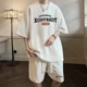 thumbnail image 4 of Traje de hombre de moda coreana con diseño de gofres, camiseta de manga corta y pantalones cortos, conjuntos de ropa deportiva para hombre, chándal de moda, conjunto de 2 piezas, conjuntos estampados, 4 of 5