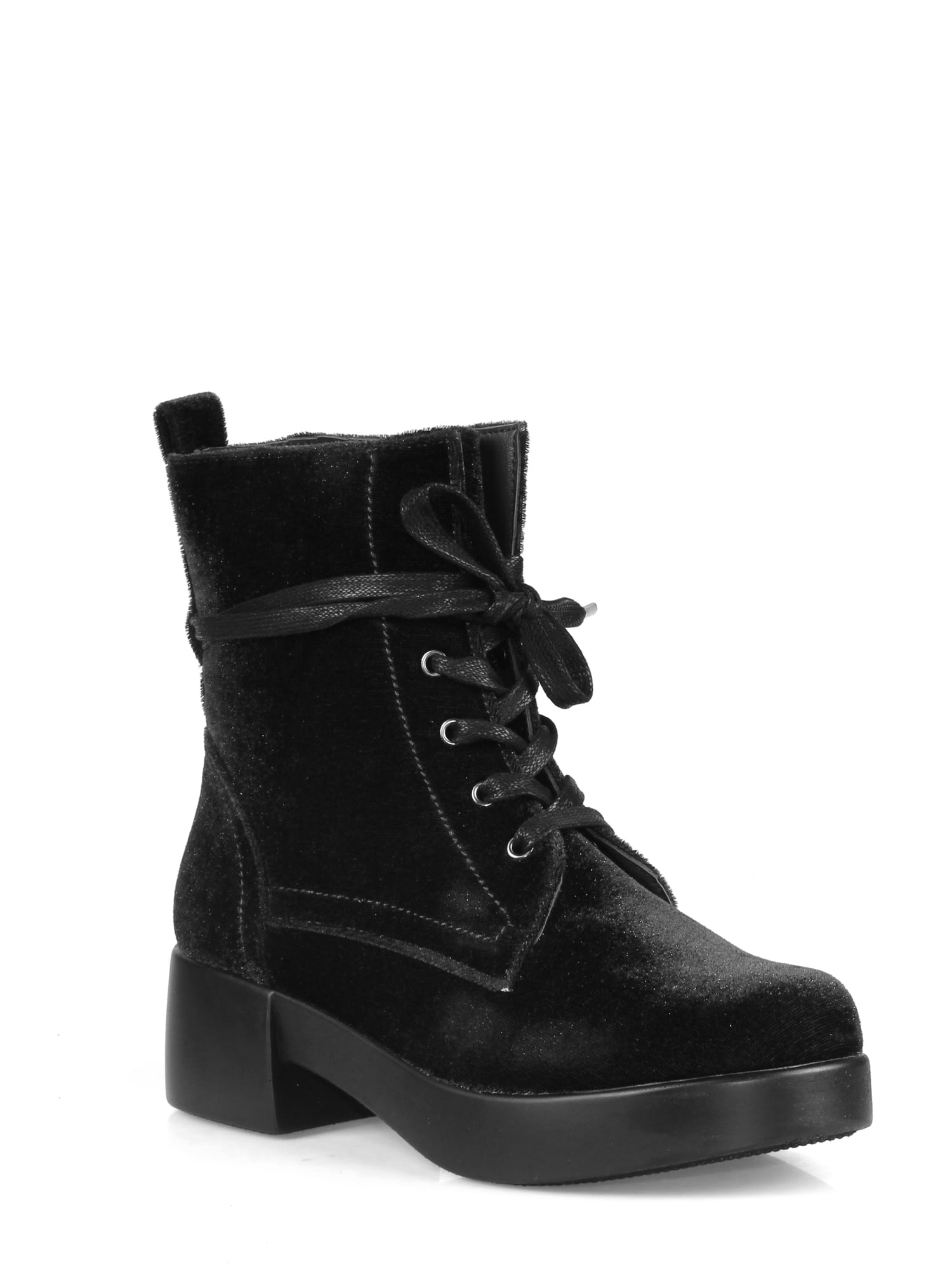 black velvet combat boots