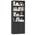 thumbnail image 4 of Hiphuta 73" Tall 6-Tier Bookcase with Cabinet, 26" Wide Minimalist Single Row Book shelf with 2 Doors and 4 Open Shelves, for Office Living Room, Black, 4 of 8