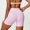 thumbnail image 6 of GEWSEY Biker Yoga Shorts for Women 3" High Waisted Tummy Control Workout Running Athletic Spandex Shorts (Pink, XL), 6 of 8