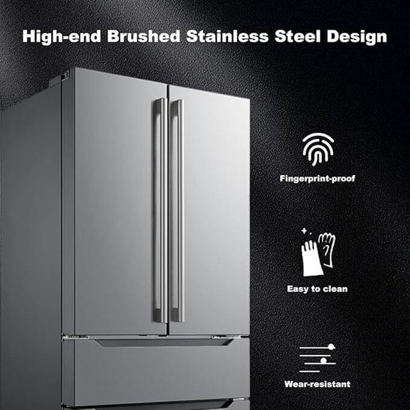 Smad Stainless-Steel Refrigerator 22.5 Cu ft Silver Ice Maker Large Full Size