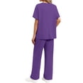 thumbnail image 4 of Fantaslook Lounge Sets for Women Casual 2 Piece Outfits Summer V Neck Short Sleeve Tops and Wide Leg Pants Pajamas Sets, 4 of 9