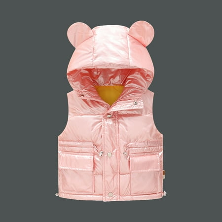 

purcolt Baby Days savings!Toddler Baby Girls Boys Solid Hooded Snow Down Jacket Vest Winter Fall Thick Padded Vest Coat Kids Children Hoodie Outwear Clothes 2-6Years On Clearance