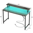 thumbnail image 3 of Computer Desk with USB Power Outlets and LED Lights, 47 inch Gaming Desk with Monitor Stand for Small Space Home Office, Modern Simple Study Writing Table PC Desks,Black Oak, 3 of 14