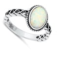 thumbnail image 4 of CHOOSE YOUR COLOR Bali Chunk White Simulated Opal Ring .925 Sterling Silver Band CZ Female Size 10, 4 of 4