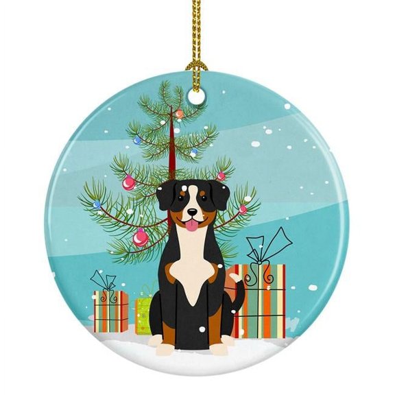 Merry Christmas Tree Entlebucher Ceramic Ornament