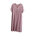 thumbnail image 2 of Bixock Nightgowns for Women,Women's Pajamas Dress Short Sleeve Crew Neck Loose Bathrobe Home Wear Nightgown, 2 of 7
