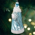 thumbnail image 5 of Arctic Whispers Santa Glass Christmas Ornament, Snowy Winter Theme with Light Blue Robe, 5 of 5