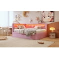 thumbnail image 6 of Generic Upholstered Full Size Platform Bed with USB Ports and LED Belt, With Trundle, Pink, 6 of 9