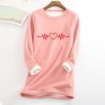 thumbnail image 2 of Ichuanyi Womens Fall Tops, Clearance Women Thick Faux Fleece Thanksgiving Sweatshirt Christmas Print Velvet Warm O-neck Underwear Top, 2 of 3