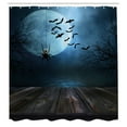 thumbnail image 3 of Ambesonne Halloween Shower Curtain, Lake Scene Bat, 69"Wx70"L, Blue Brown, 3 of 5