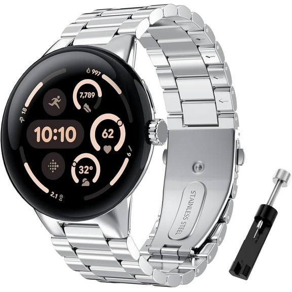 MYKOMI Metal Watch Band Compatible with Google Pixel Watch 41mm, Stainless Steel Removable Replacement Watch Band for Google Pixel Google Pixel Watch 3/2/1 41mm