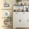 thumbnail image 3 of M optimized Farmhouse Sideboard Buffet with Microwave Stand, Barn Doors Buffet Storage Cabinet with Drawers and Shelves, Wood Coffee Bar Cabinet for Kitchen, Dining Room, Living Room, 3 of 7