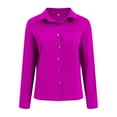 thumbnail image 4 of YDFCWXW Super Soft Free Button Down Shirts for Women Solid Long Sleeve Striped Formal Work Dress Blouses Tops Hot Pink, L, 4 of 4