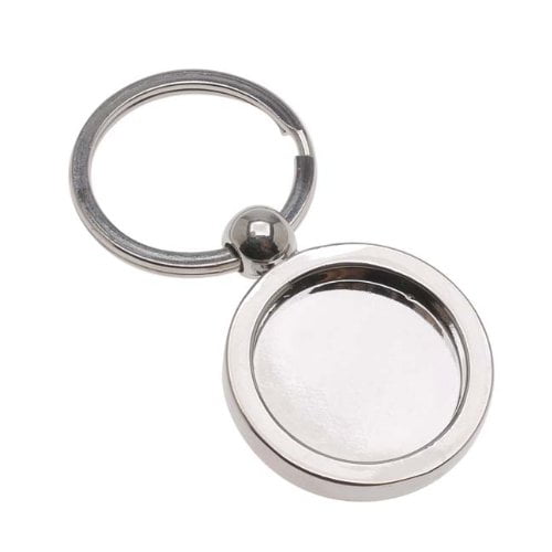 Keyring Kit for 5 Keyring sets in Shiny Silver with Glass Choose Bezel Shape 