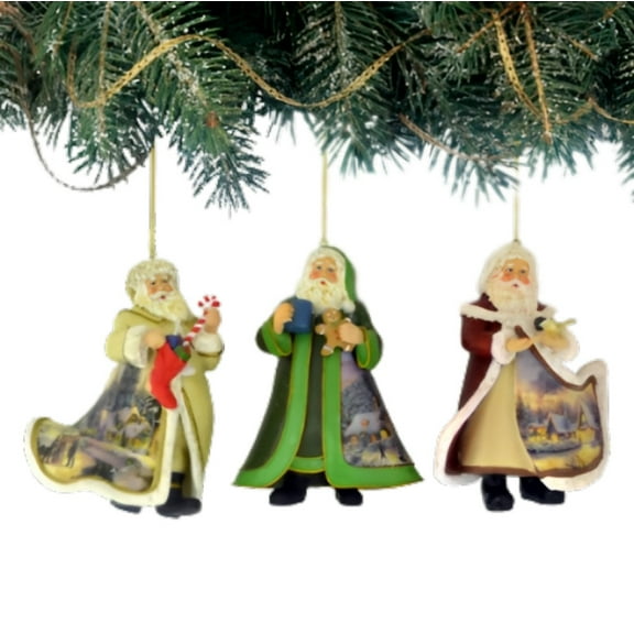 The Ashton-Drake Galleries Victorian Winter Scenes Santas Ornament Collection Issue #43 Painter of Light Artistry Christmas Decoration Set of 3 by Thomas Kinkade 12-inches