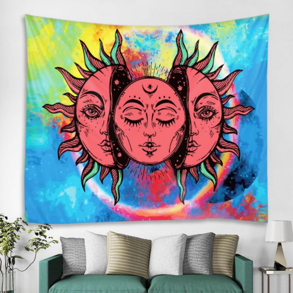 Psychedelic Owl Tapestry Trippy Forest Line Art Tapestry for Bedroom Home Decor 