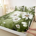 thumbnail image 3 of Homewish Modern Oil Painting Bed Sheets,Kawaii Daisy Butterflies King Sheets,Green White Sheet Set For Girl Teens,Breathable Home Decor,4pcs, 3 of 7