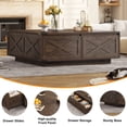 thumbnail image 4 of 47" Farmhouse Square Coffee Table with 4 Storage Drawers, Large Rustic Center Table for Living Room & Sectional Sofa, Modern Floating Base Design, 4 of 8