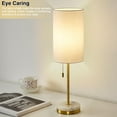 thumbnail image 5 of NATYSWAN Minimalist Table Lamp Set of 2, Nightstand Lamp for Bedroom Living Room, Modern Pull Chain Bedside Lamp with Marble Base, Fabric Shade, Small Desk Lamp for Home, Office, Reading, 5 of 7