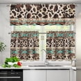 thumbnail image 3 of Aztec Cow Print Kitchen Curtain Valance and Tiers Set of 3 Fashion Farmhouse Basement Office Room Window Curtain for Kitchen Decor 24 inch Length 3 Piece-Easy Installation, 3 of 6
