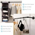 thumbnail image 3 of Industrial Pipe Clothing Rack with Hanging Shelves, Wall Mounted Garment Rack with Hooks, Heavy Duty Clothes Rods with Open Closet Organizer and Side Pockets,Multi-Purpose Clothing Hanging Rail, 3 of 15
